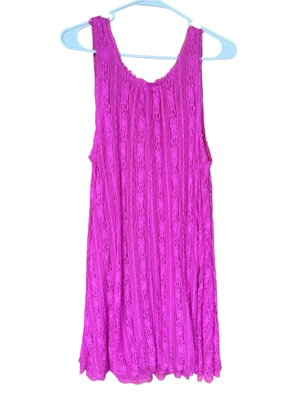 Free People Vibrant Fuchsia Lace Babydoll Party Mini Dress